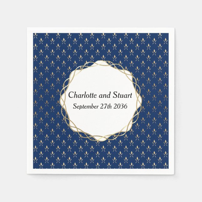 Classic Blue and Gold Wedding  Napkin (Front)