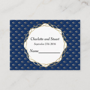 Classic Blue and Gold Wedding Place Card
