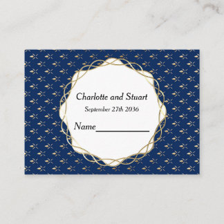Classic Blue and Gold Wedding  Place Card