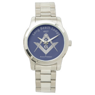 Classic Blue and Silver Masonic Monogrammed Watch