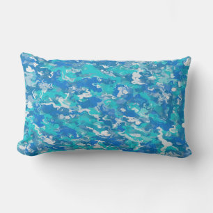 Classic Blue and Turquoise Paint Lumbar Cushion