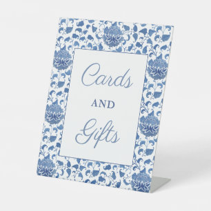 Classic Blue And White Cards And Gifts Baby Shower Pedestal Sign