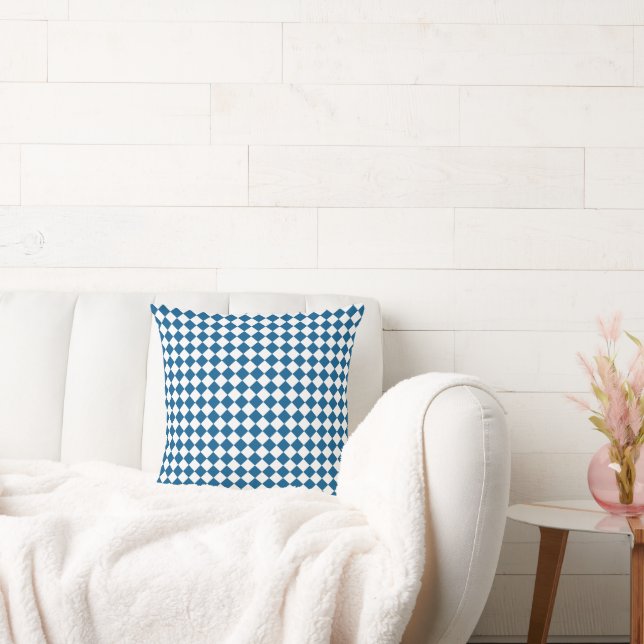 Classic Blue and White Chequerboard Cushion (Couch)