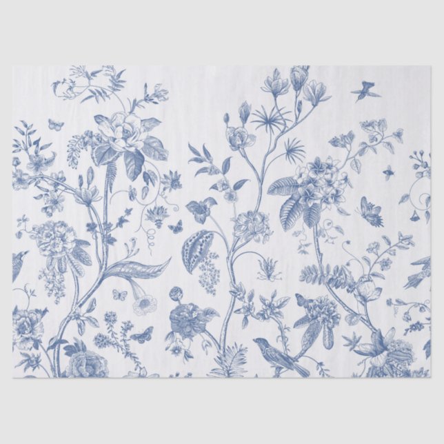 Classic Blue and White Chinoiserie Tissue Paper (Front)