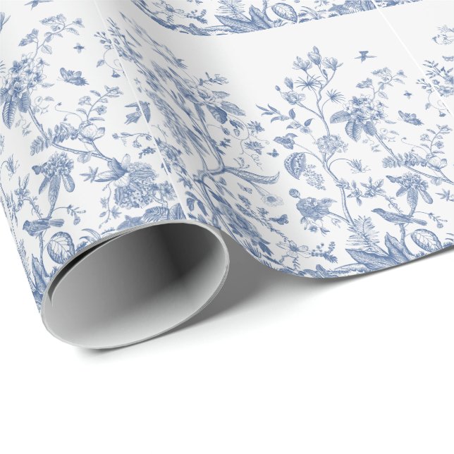 Classic Blue and White Chinoiserie Wrapping Paper (Roll Corner)