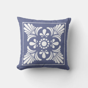 Classic Blue and White Decorative Tiled Cushion