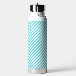Classic blue and white diagonal stripes water bottle