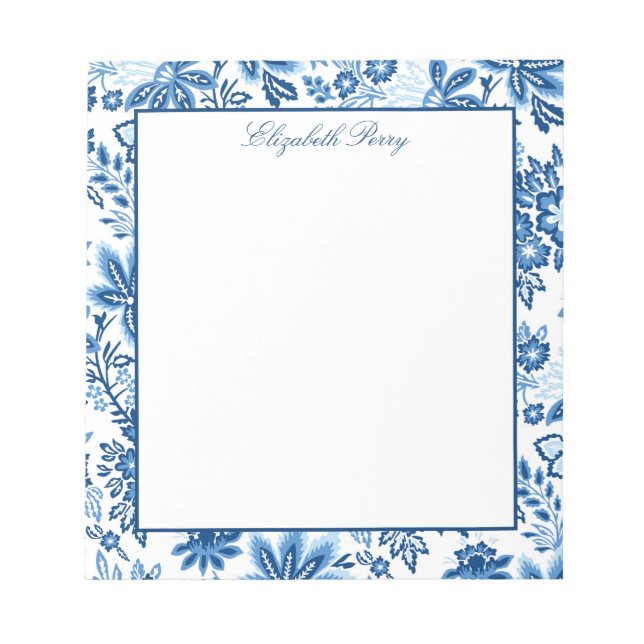 Classic Blue and White Floral Notepad (Front)