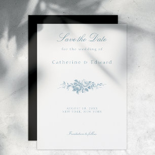 Classic Blue and White Floral Save the Date Magnetic Invitation