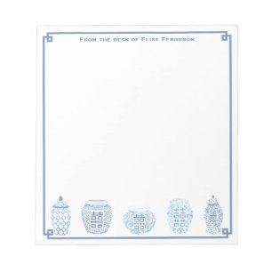 Classic Blue And White Ginger Jars Personalised Notepad