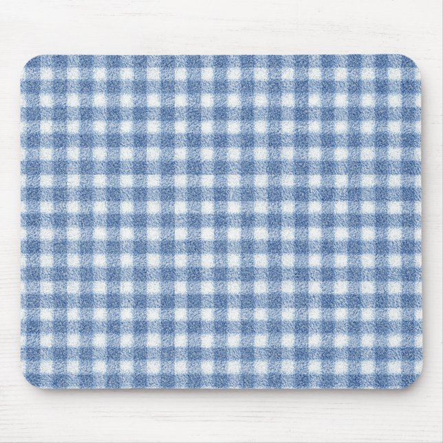 Classic Blue and White Gingham Check  Mouse Pad (Front)