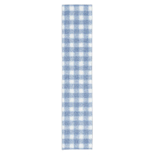 Classic Blue and White Gingham Check Short Table Runner
