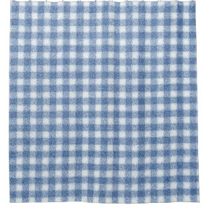 Classic Blue and White Gingham Check Shower Curtain