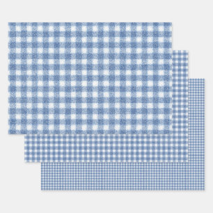 Classic Blue and White Gingham Check Wrapping Paper Sheet