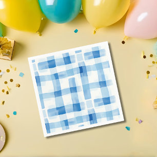 Classic Blue and White Gingham Checkered Pattern Napkin