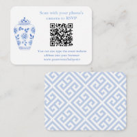 Classic Blue And White QR Code Bridal Shower RSVP