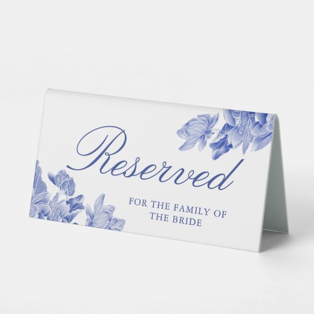 Classic Blue and White Reserved Sign Wedding (Back)