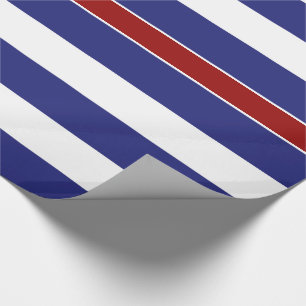 Classic Blue and White Stripe Red Accent Gift Wrap