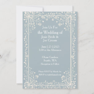 Classic blue and white wedding invitation 2