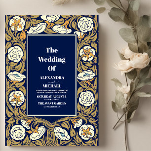 Classic Blue Art Nouveau Wedding Invitation