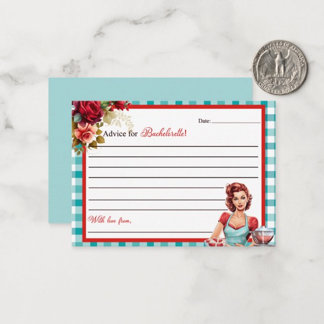 Classic Blue Bachelorette Advice for Bride Card (Front/Back In Situ)