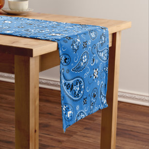 Classic Blue Bandanna Paisley Short Table Runner