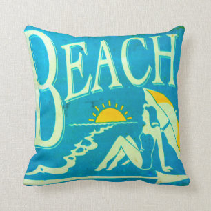 classic blue beach pillow