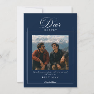Classic Blue Best Man Wedding Proposal Photo Card