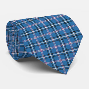 Classic Blue Black White Plaid Neck Tie