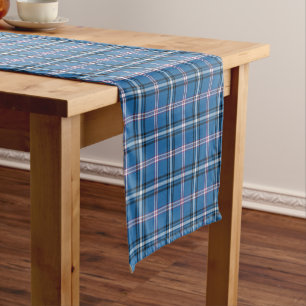 Classic Blue Black White Plaid Table Runner
