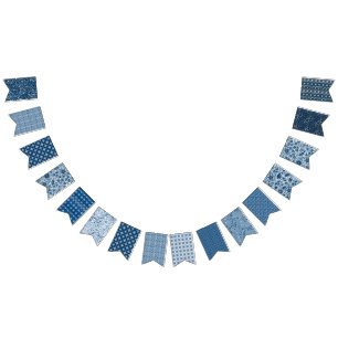 Classic Blue Boho Floral Patterns   Beautiful Bunting