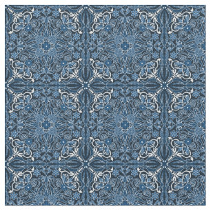 Classic Blue Boho Tiles  Fabric