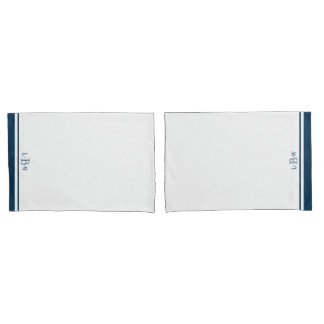 Classic Blue Border Monogrammed Pillowcase