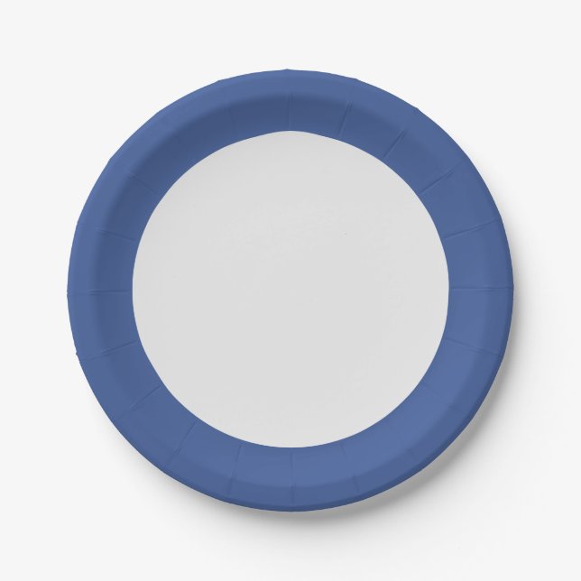 Classic Blue Border Paper Plate – Customisable (Front)