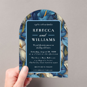 Classic Blue Calla Lilies Accent Wildflower Weddin Acrylic Invitations