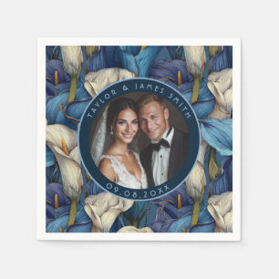 Classic Blue Calla Lilies Garden Vintage Wedding Napkin