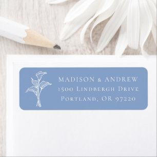 Classic Blue Calla Lily Wedding Return Address Label