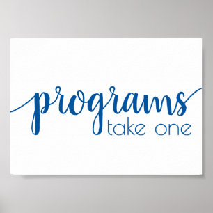 Classic Blue Calligraphy Programs Table Sign