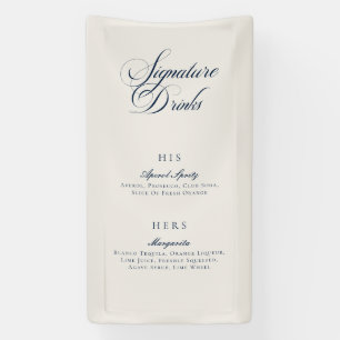 Classic Blue Calligraphy Signature Drinks Menu Banner