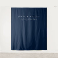 Classic Blue Calligraphy Wedding Backdrops Banner