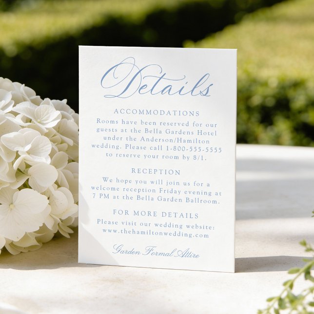 Classic Blue Calligraphy Wedding Details Enclosure Card (Creator Uploaded)