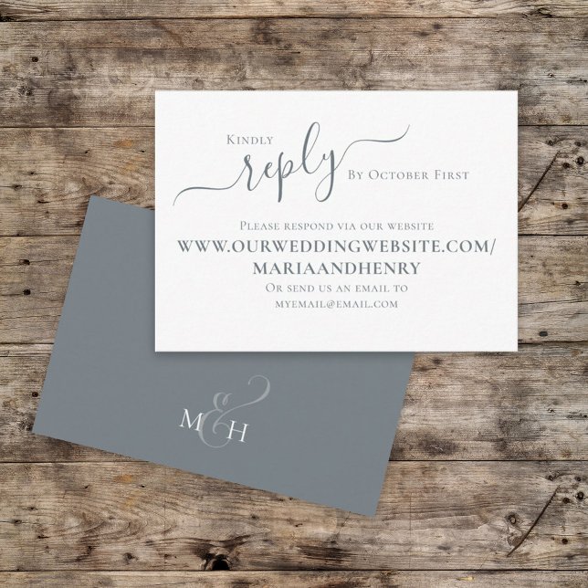 Classic Blue Calligraphy Wedding Reply Enclosure C Card (Creator Uploaded)