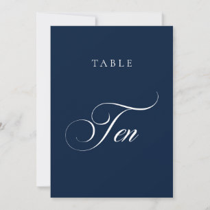 Classic Blue Calligraphy Wedding Table Number