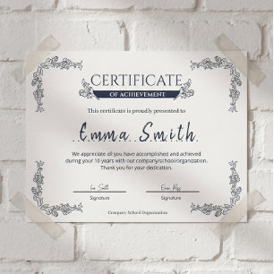 Classic Blue Certificate Of Achievement Template