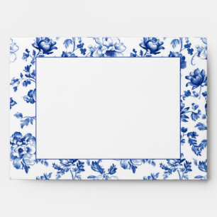 Classic Blue Chinoiserie Floral return address Envelope