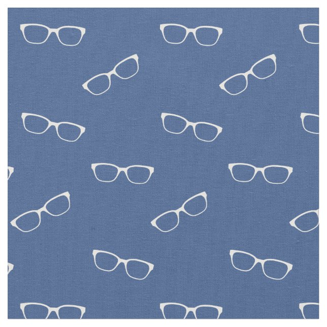 Classic Blue Colored Fabric With Eyeglasses Print (Close Up)