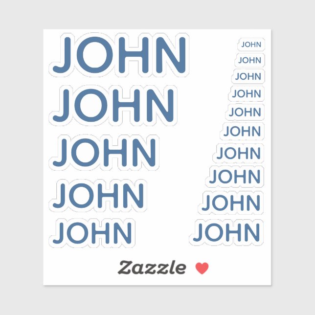 Classic Blue Custom Name 15 Sizes Simple John (Sheet)