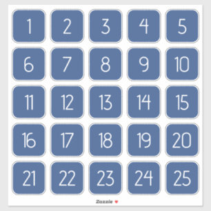 Classic Blue Customizable Square Number Stickers