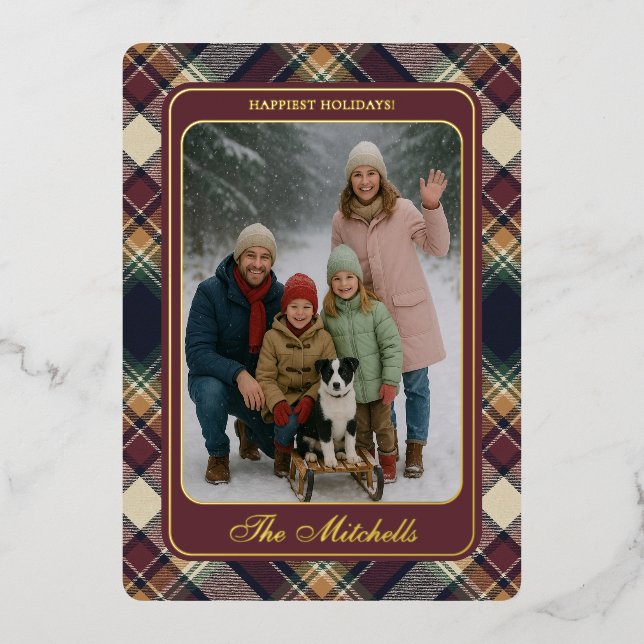 Classic Blue Dark Green Red Plaid Pattern Holiday (Front)