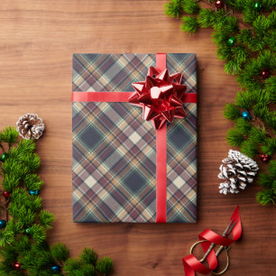 Classic Blue Dark Green Red Plaid Wrapping Paper